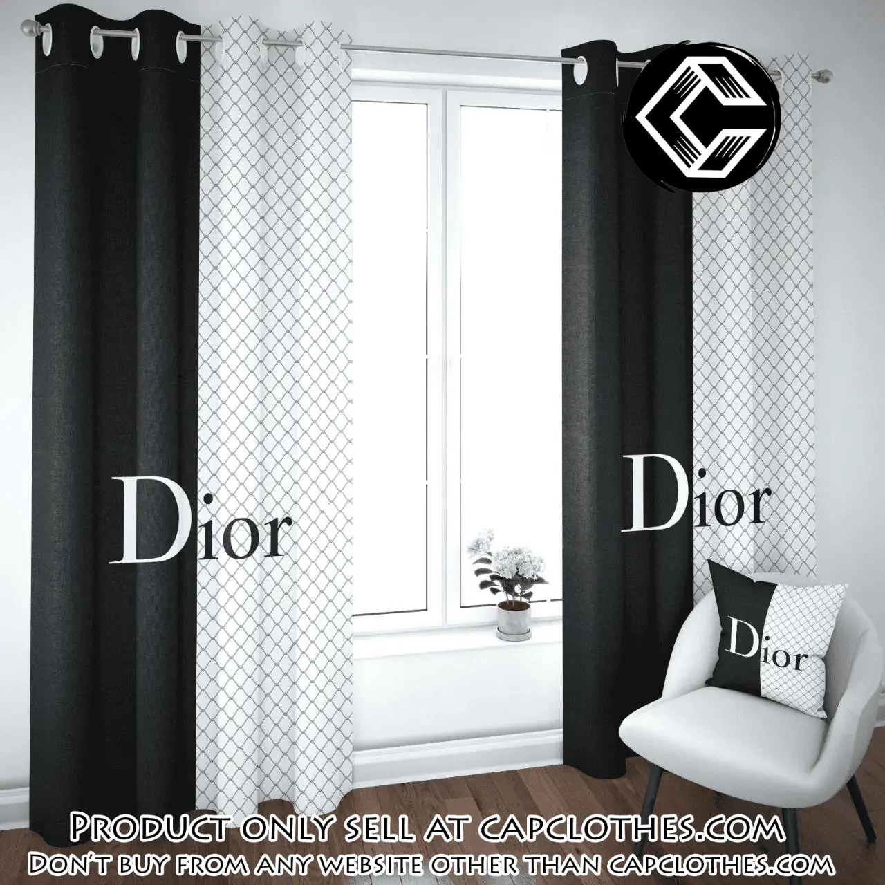 Dior black white premium window curtains hot  luxury curtain wc099 cc5836017